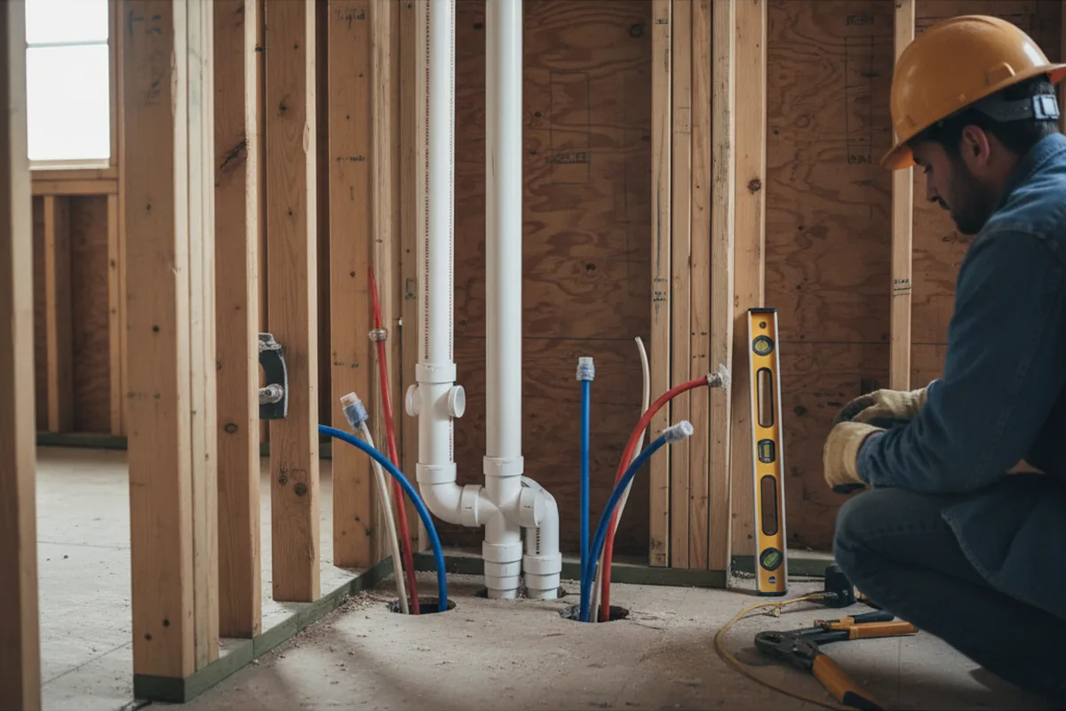 Drain and supply rough-in during Leak Detection in Sagamore Beach